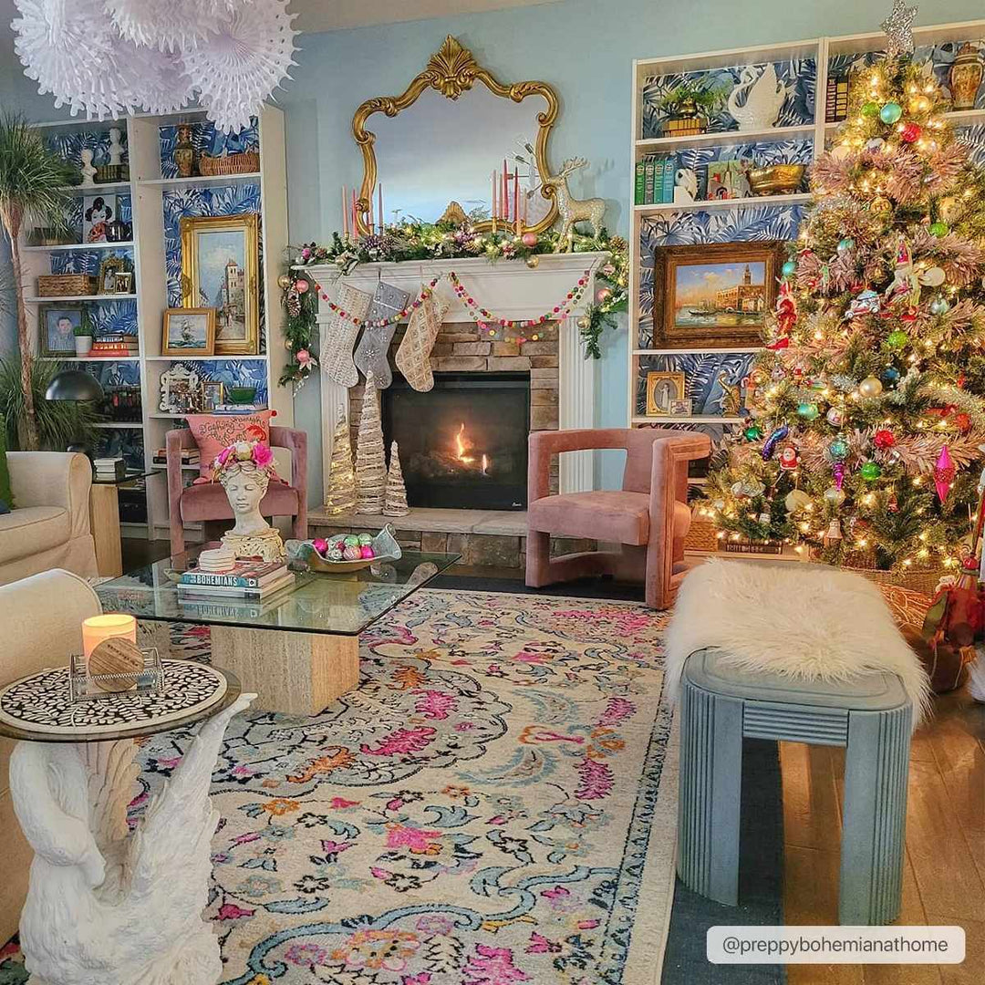 Errol Ivory And Blue Traditional Style Area Rug