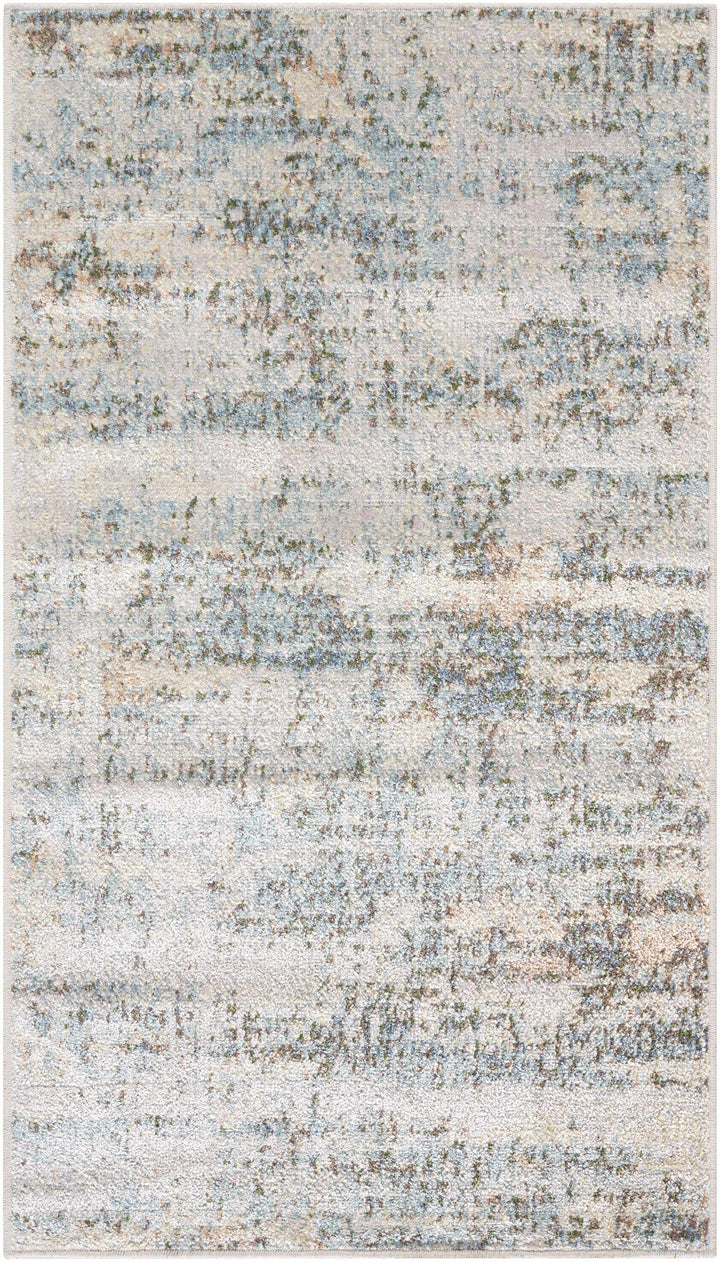 Aletta Contemporary Abstract Beige And Blue Washable Rug