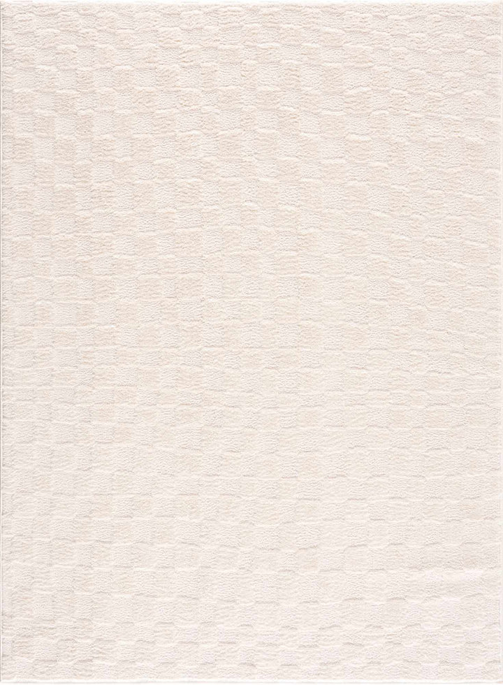 Keesa Modern Checkered Pattern Ivory Rug