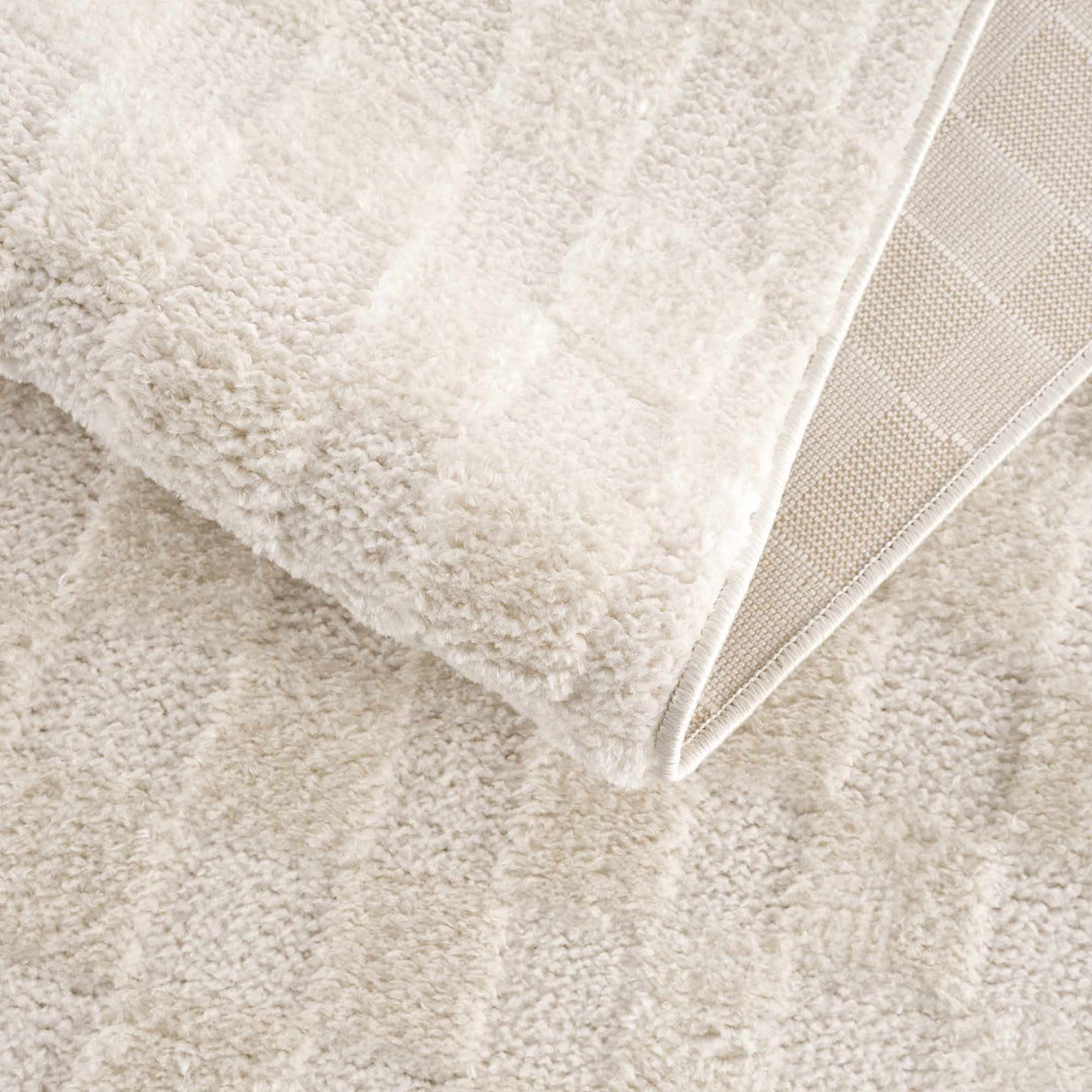 Keesa Modern Checkered Pattern Ivory Rug