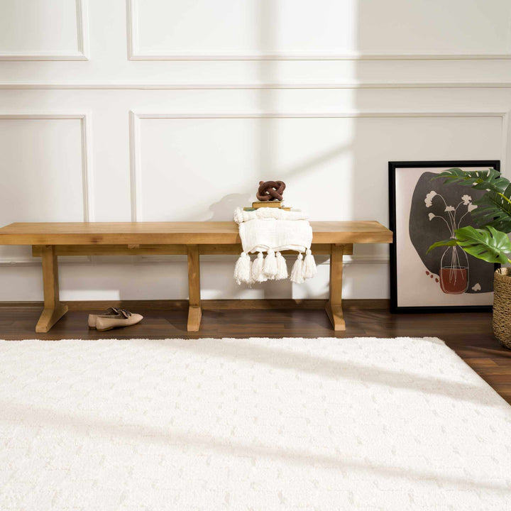 Keesa Modern Checkered Pattern Ivory Rug
