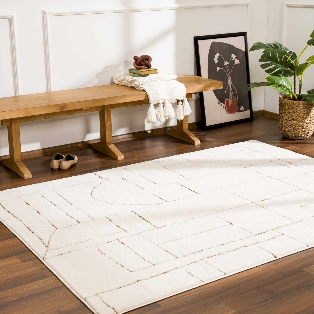 Keats Contemporary Geometrical Design Beige Rug