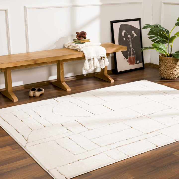 Keats Contemporary Geometrical Design Beige Rug
