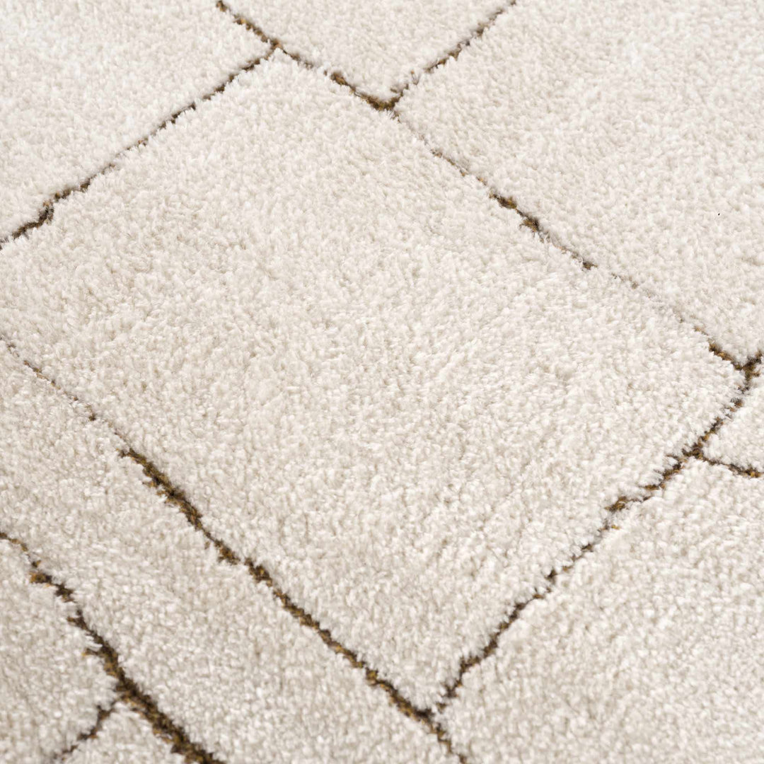 Keats Contemporary Geometrical Design Beige Rug
