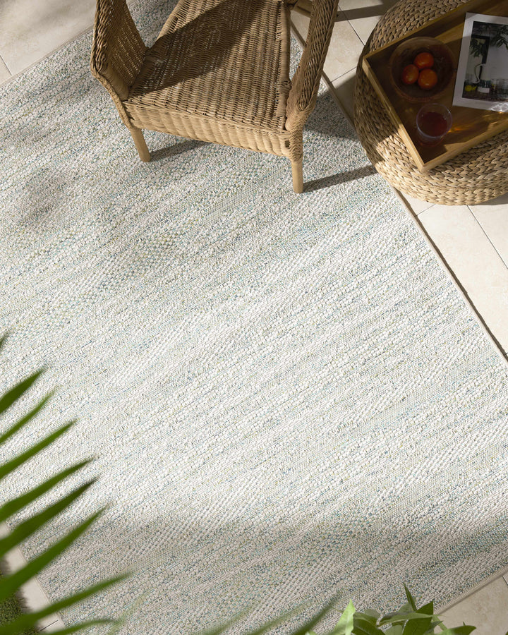 Alezae Modern Style  Ivory And Blue Outdoor Area Rug