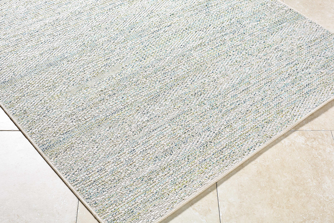 Alezae Modern Style  Ivory And Blue Outdoor Area Rug