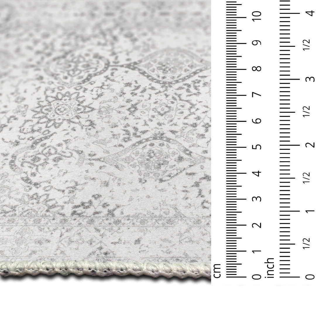 White Transitional Design Machine Washable Cotton Area Rug