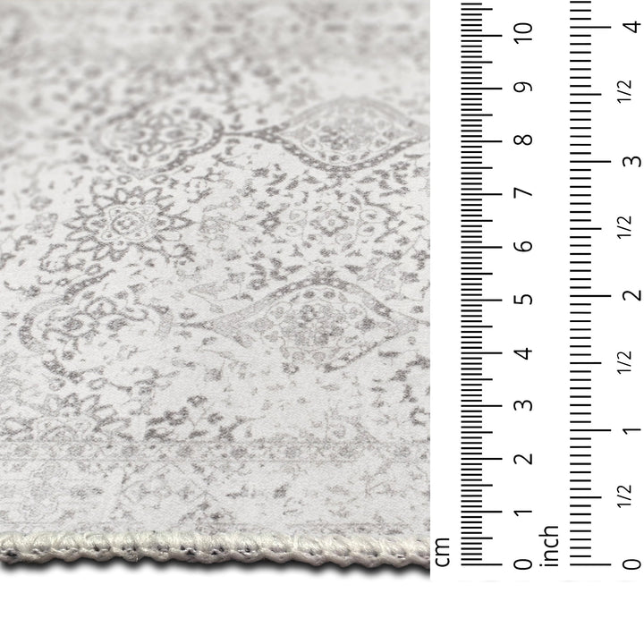 White Transitional Design Machine Washable Cotton Area Rug