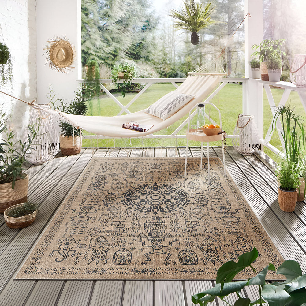 Quartz Design Tan Machine Washable Cotton Area Rug