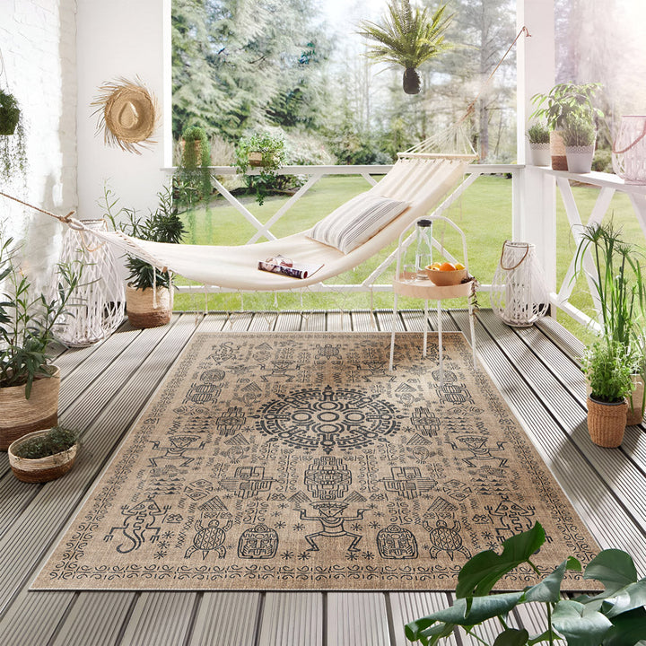 Quartz Design Tan Machine Washable Cotton Area Rug
