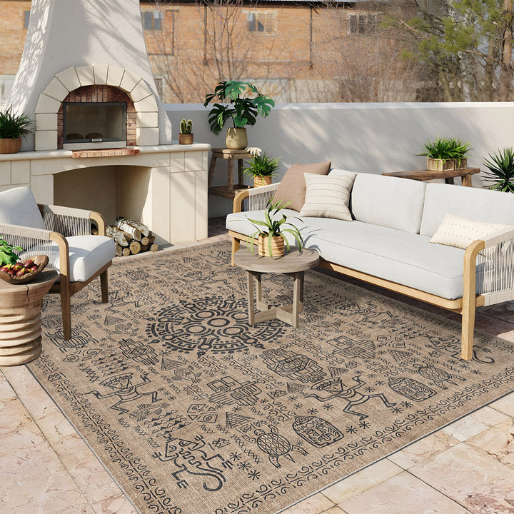 Quartz Design Tan Machine Washable Cotton Area Rug