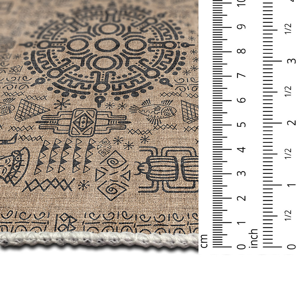 Quartz Design Tan Machine Washable Cotton Area Rug