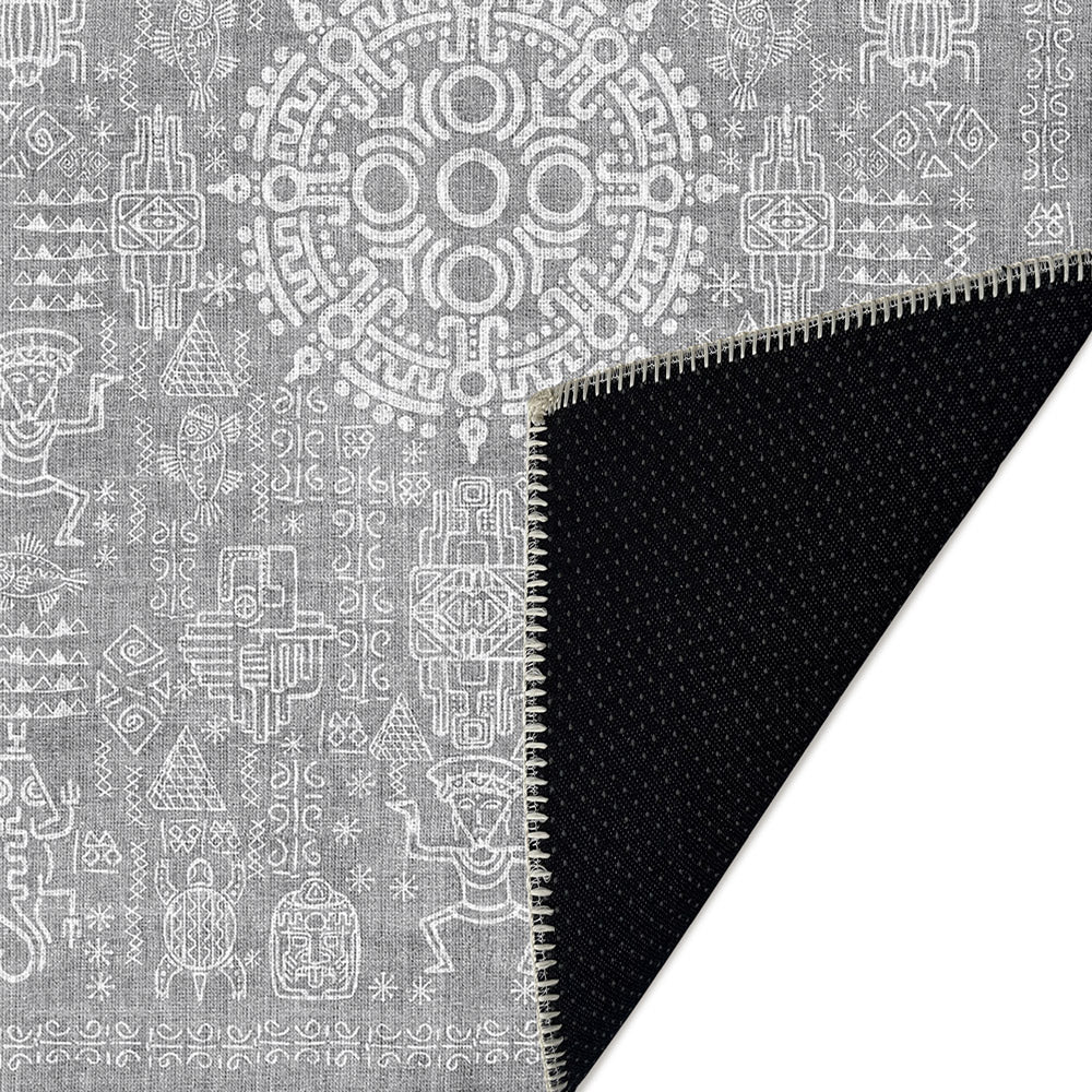 Rivet Silver Machine Washable Cotton Area Rug