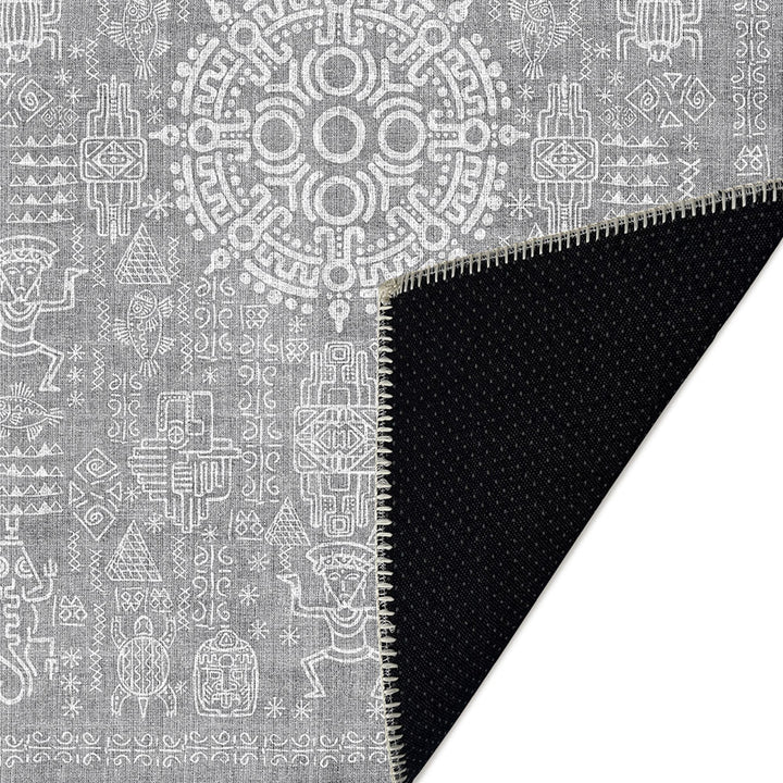 Rivet Silver Machine Washable Cotton Area Rug