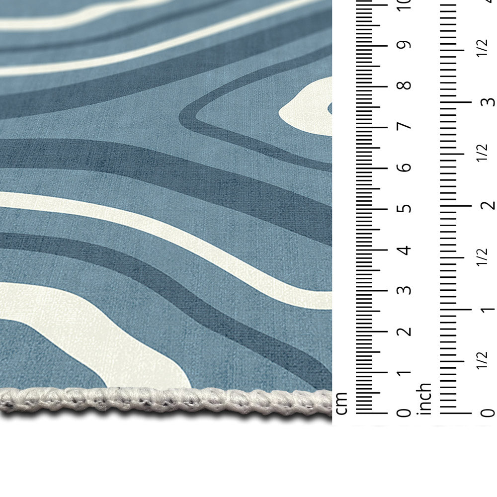 Modern Abstract Blue Machine Washable Cotton Area Rug