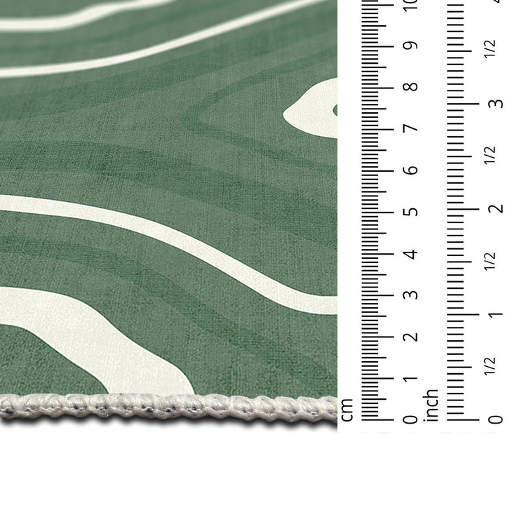 Modern Abstract Green Machine Washable Cotton Area Rug