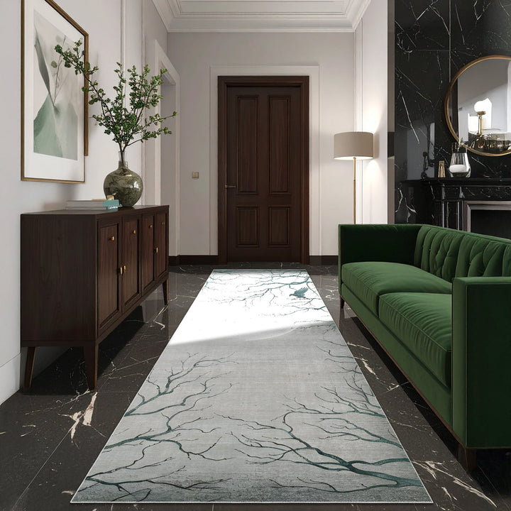 Avon Halloween Moon and Night Design Gray Machine Washable Cotton Rug