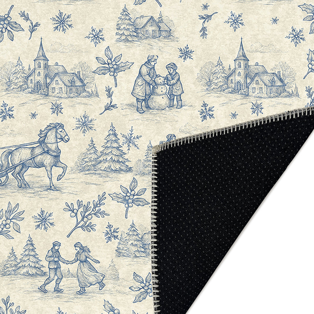 Zavora Christmas Beige Machine Washable Cotton Area Rug