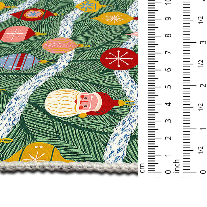 Zailen Christmas Green Machine Washable Cotton Area Rug