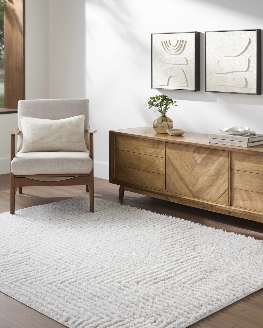 Ashlyn Contemporary Geometrical Ivory Area Rug