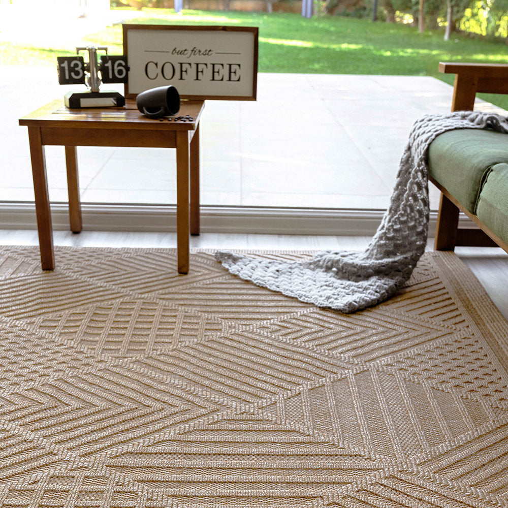 Beige Modern Style Machine Washable Polypropylene Rug