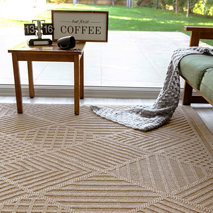 Beige Modern Style Machine Washable Polypropylene Rug