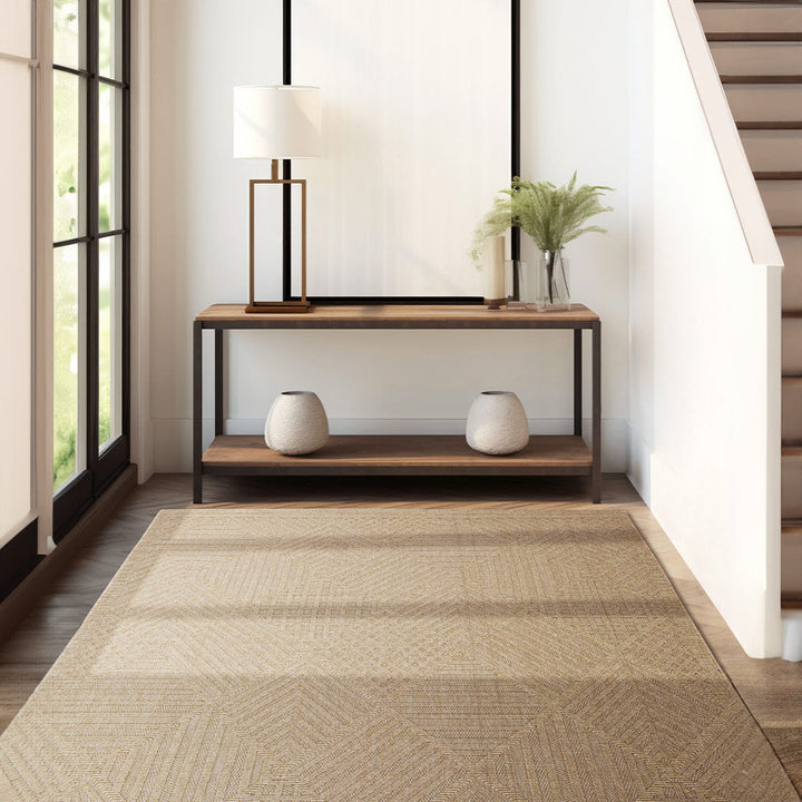 Beige Modern Style Machine Washable Polypropylene Rug