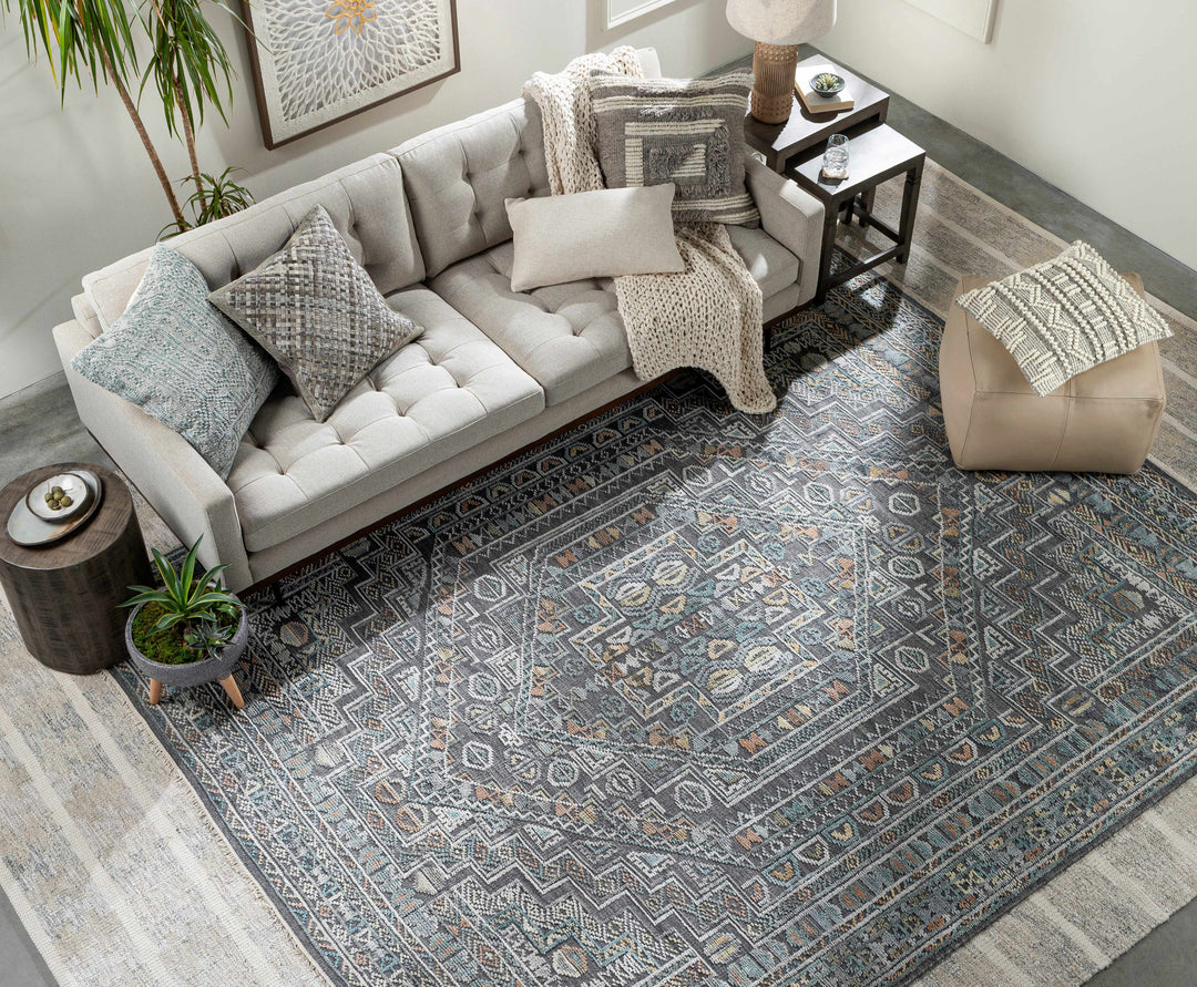 Metcalf Modern Stripes Design Gray Hand Woven Area Rug