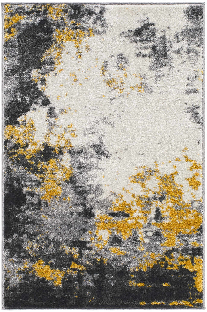 Gardners Modern Abstract Design Charcoal And Mustard Area Rug