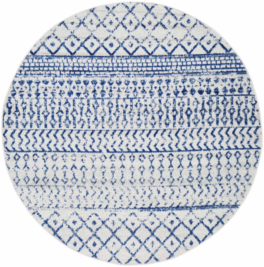 Gaura Geometrical Design Navy And Ivory Area Rug