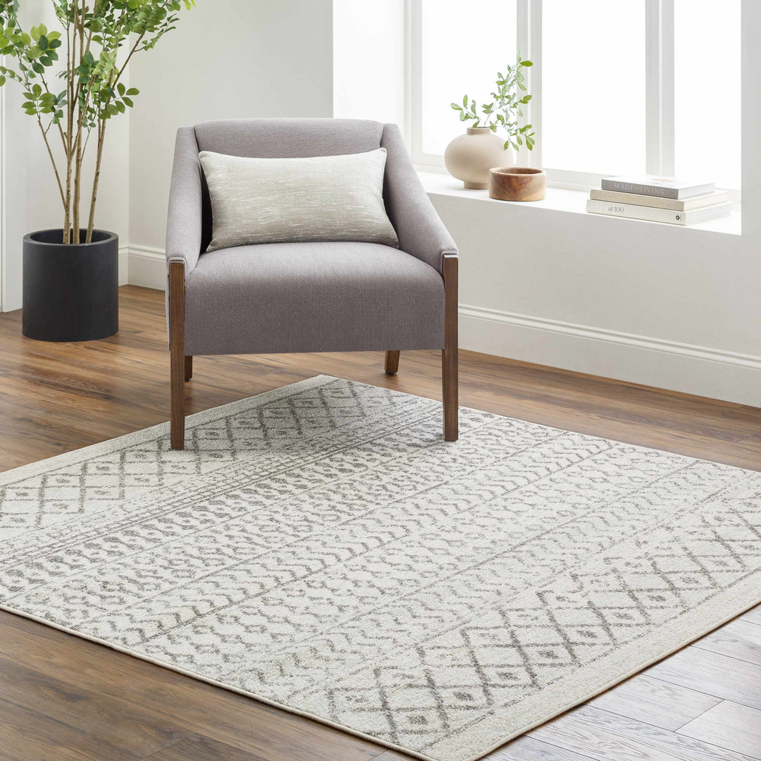 Genji Modern Style Ivory And Gray Rug