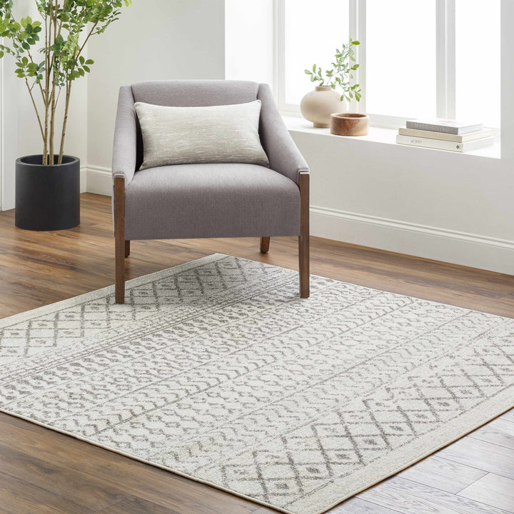Genji Modern Style Ivory And Gray Rug