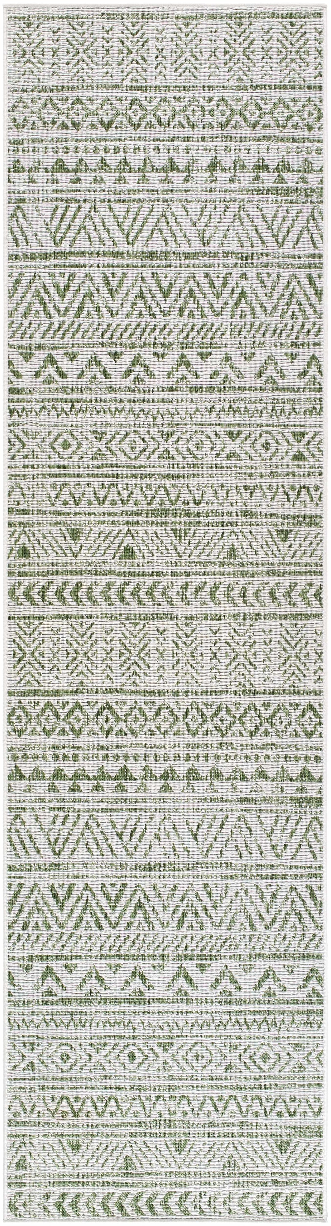 Novato Modern Geometric Design Green Outdoor Rug