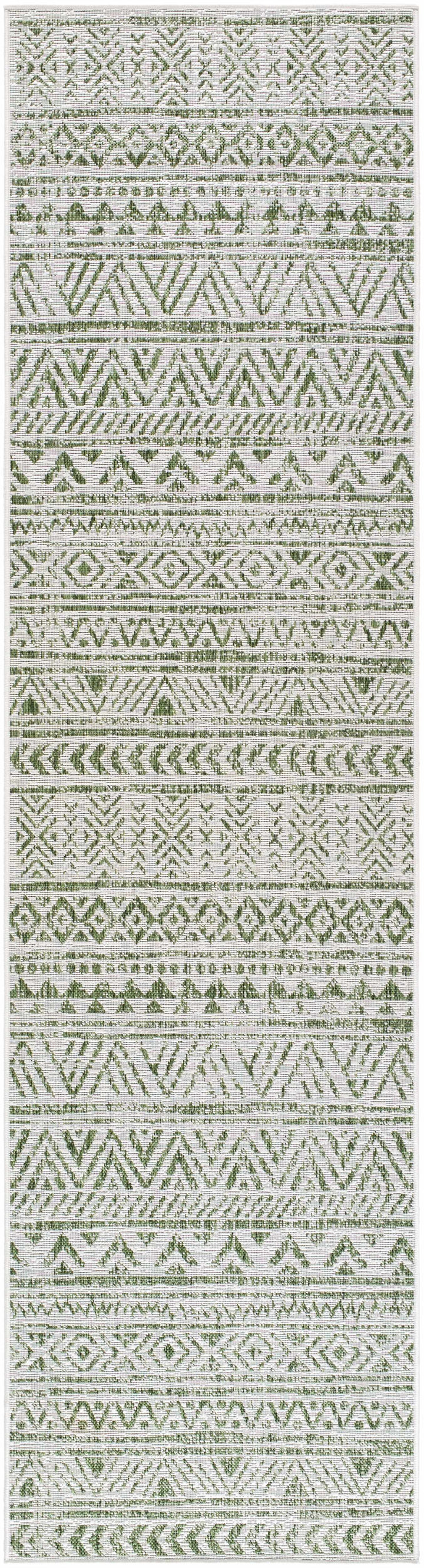 Novato Modern Geometric Design Green Outdoor Rug