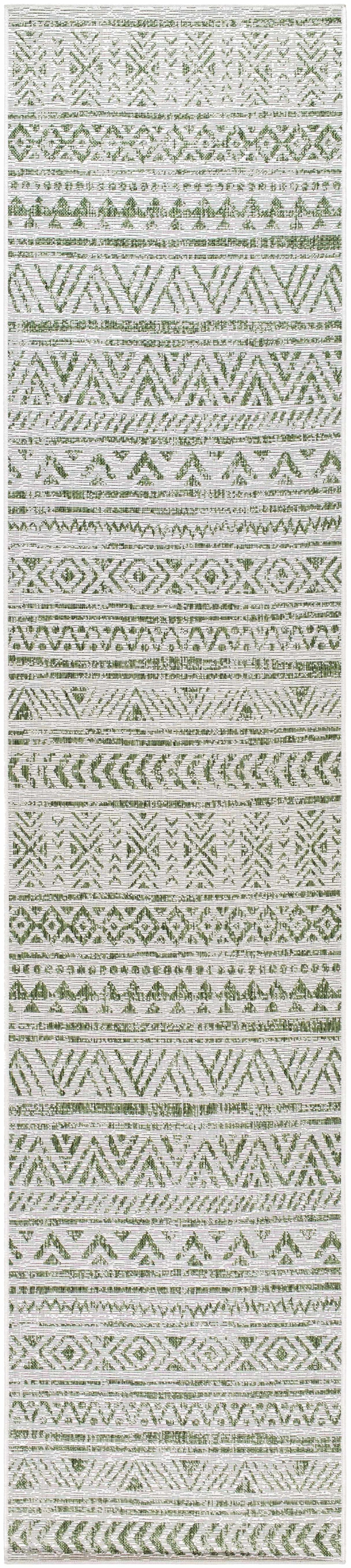 Novato Modern Geometric Design Green Outdoor Rug