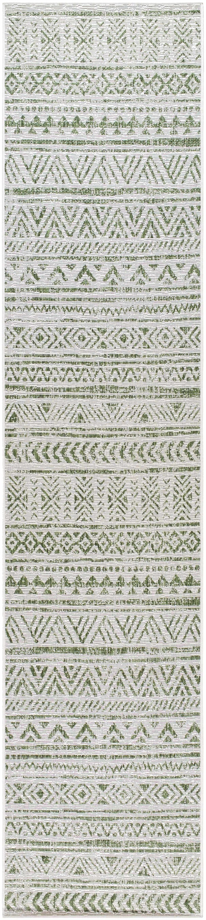 Novato Modern Geometric Design Green Outdoor Rug