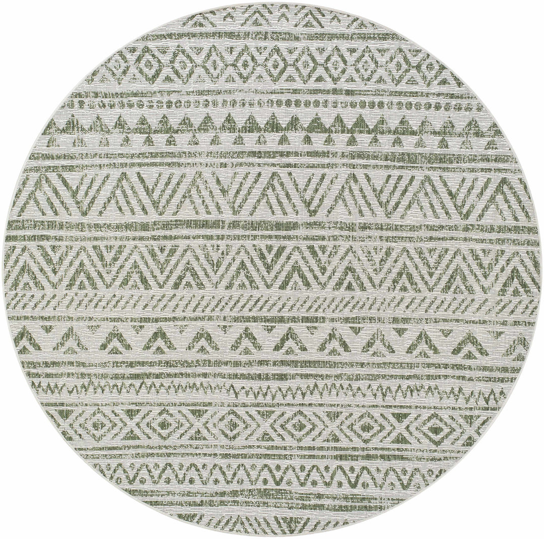 Novato Modern Geometric Design Green Outdoor Rug