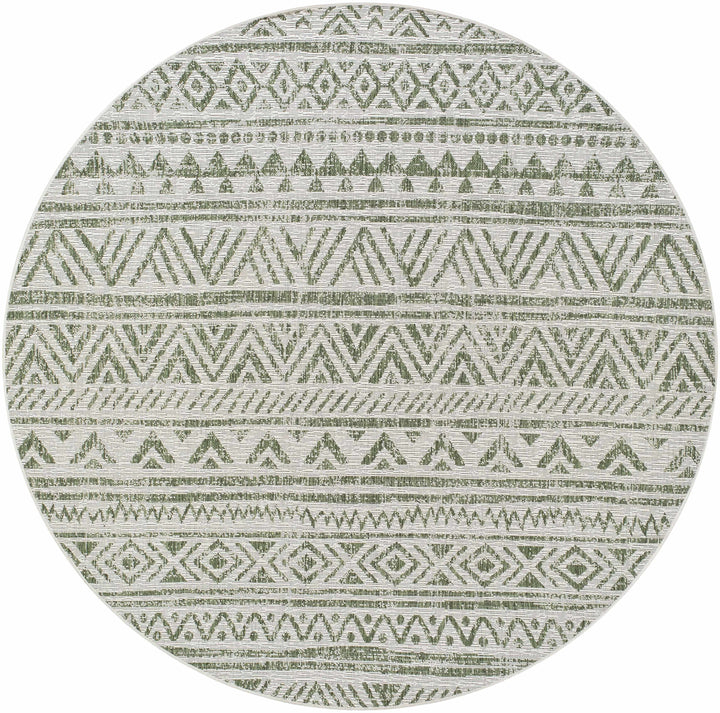 Novato Modern Geometric Design Green Outdoor Rug