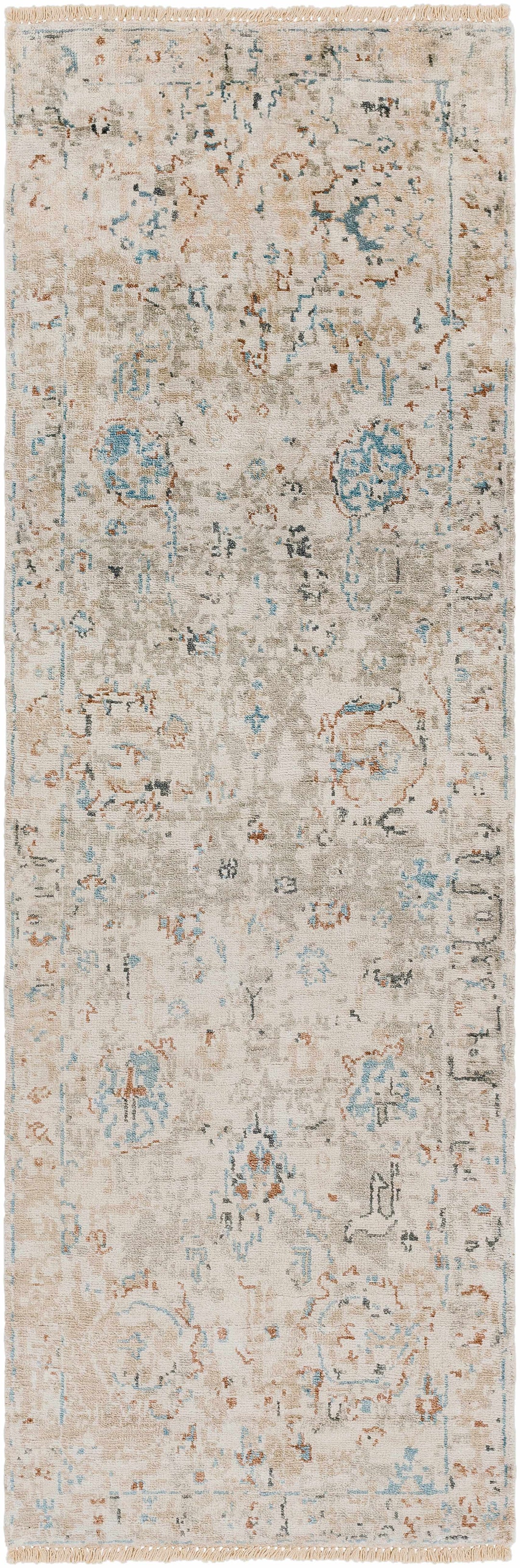 Gonzaga Transitional Design Gray And Beige Hand Knotted Premium Rug