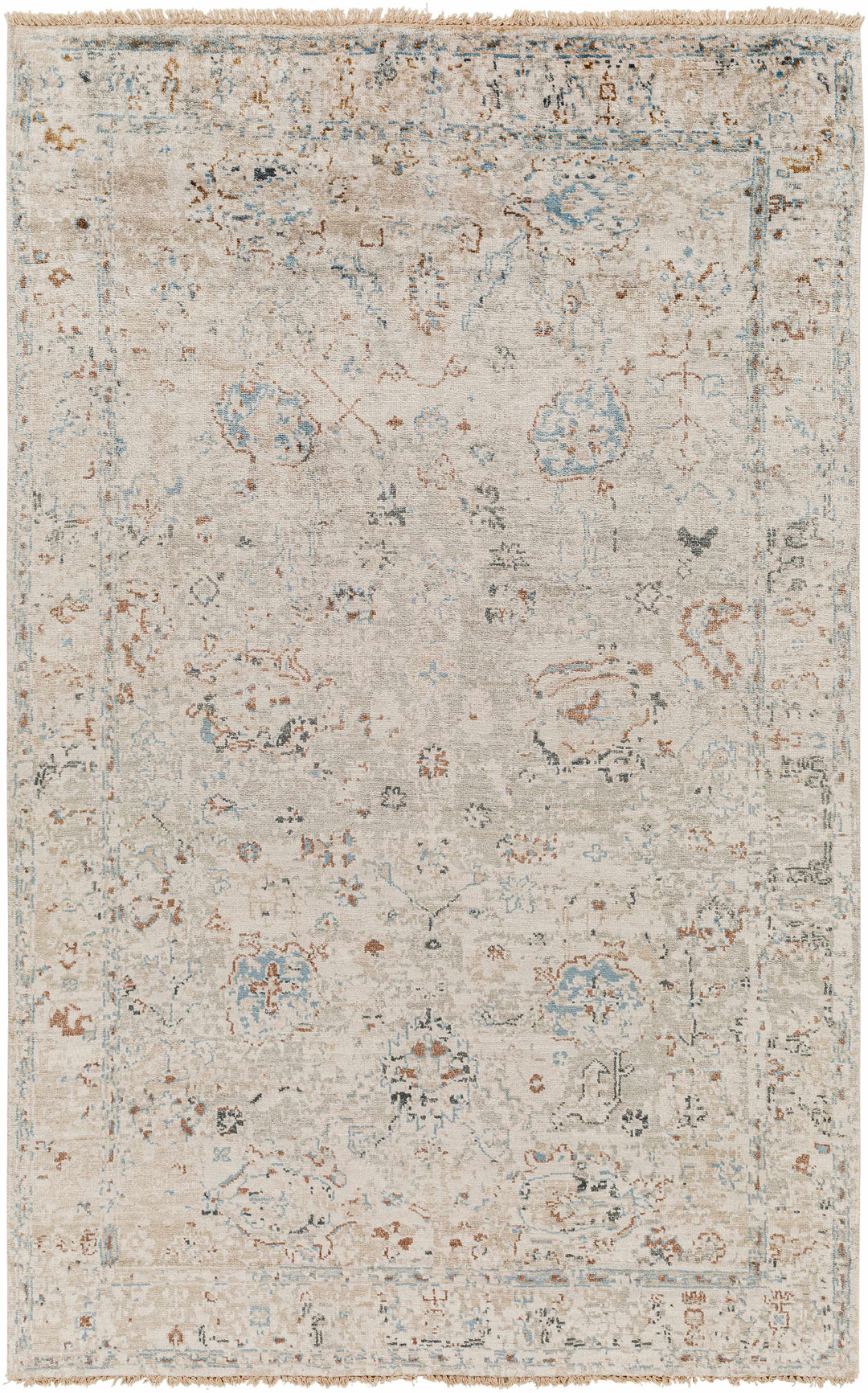 Gonzaga Transitional Design Gray And Beige Hand Knotted Premium Rug