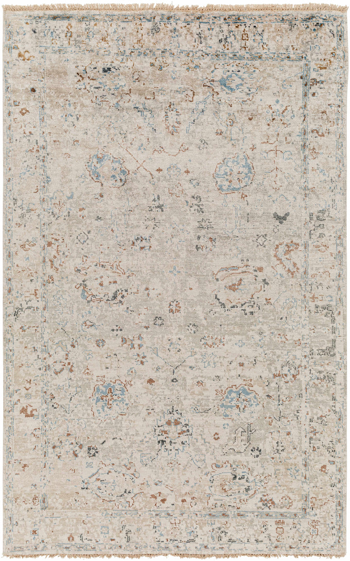 Gonzaga Transitional Design Gray And Beige Hand Knotted Premium Rug