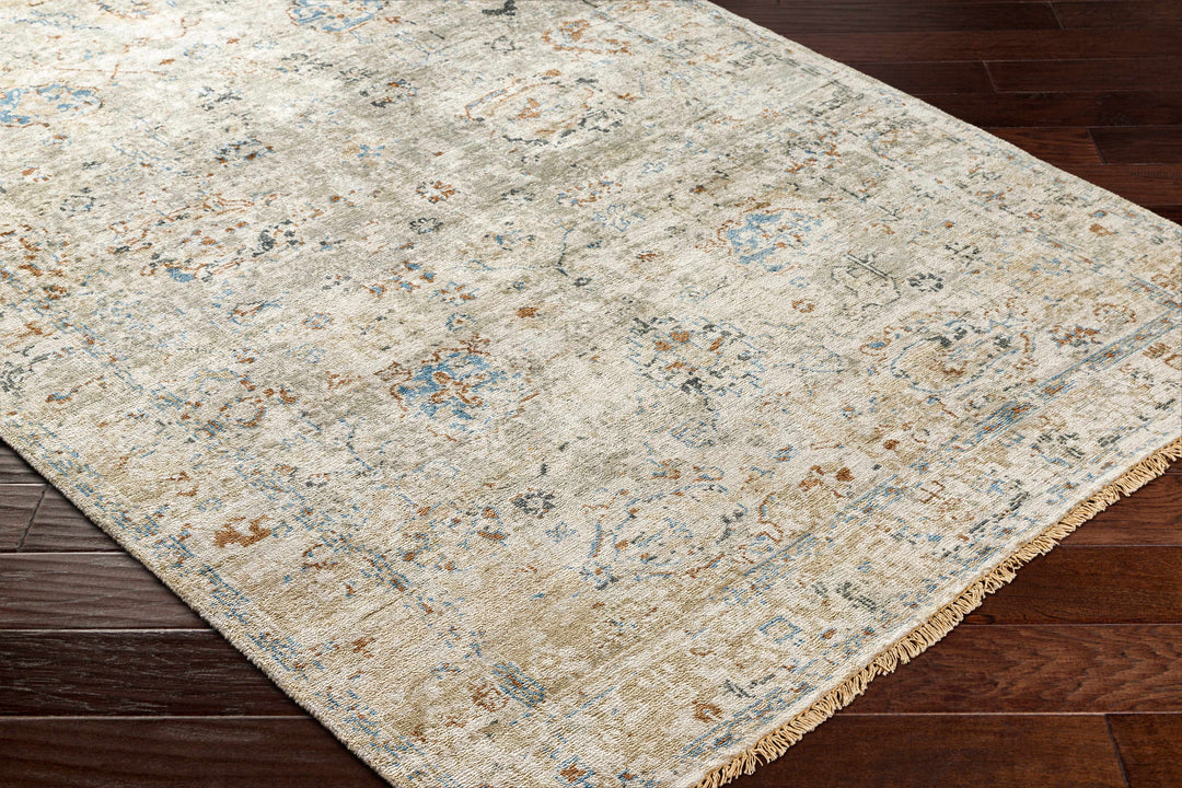 Gonzaga Transitional Design Gray And Beige Hand Knotted Premium Rug