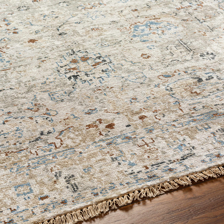 Gonzaga Transitional Design Gray And Beige Hand Knotted Premium Rug