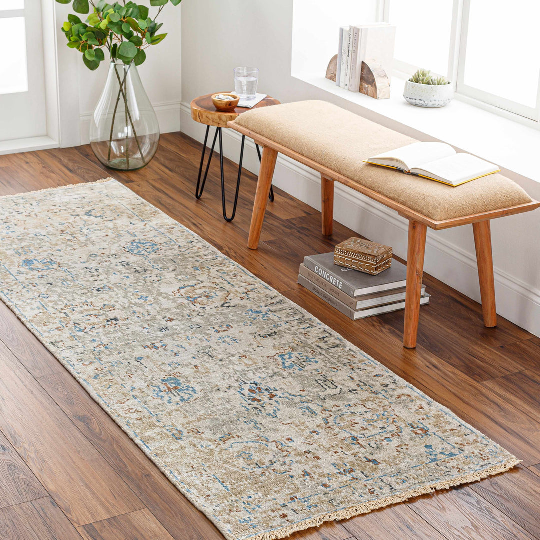 Gonzaga Transitional Design Gray And Beige Hand Knotted Premium Rug