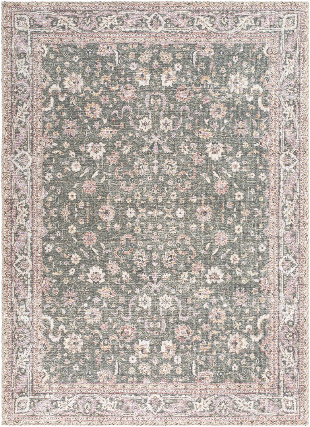 Alyson Traditional Green And Beige Washable Rug