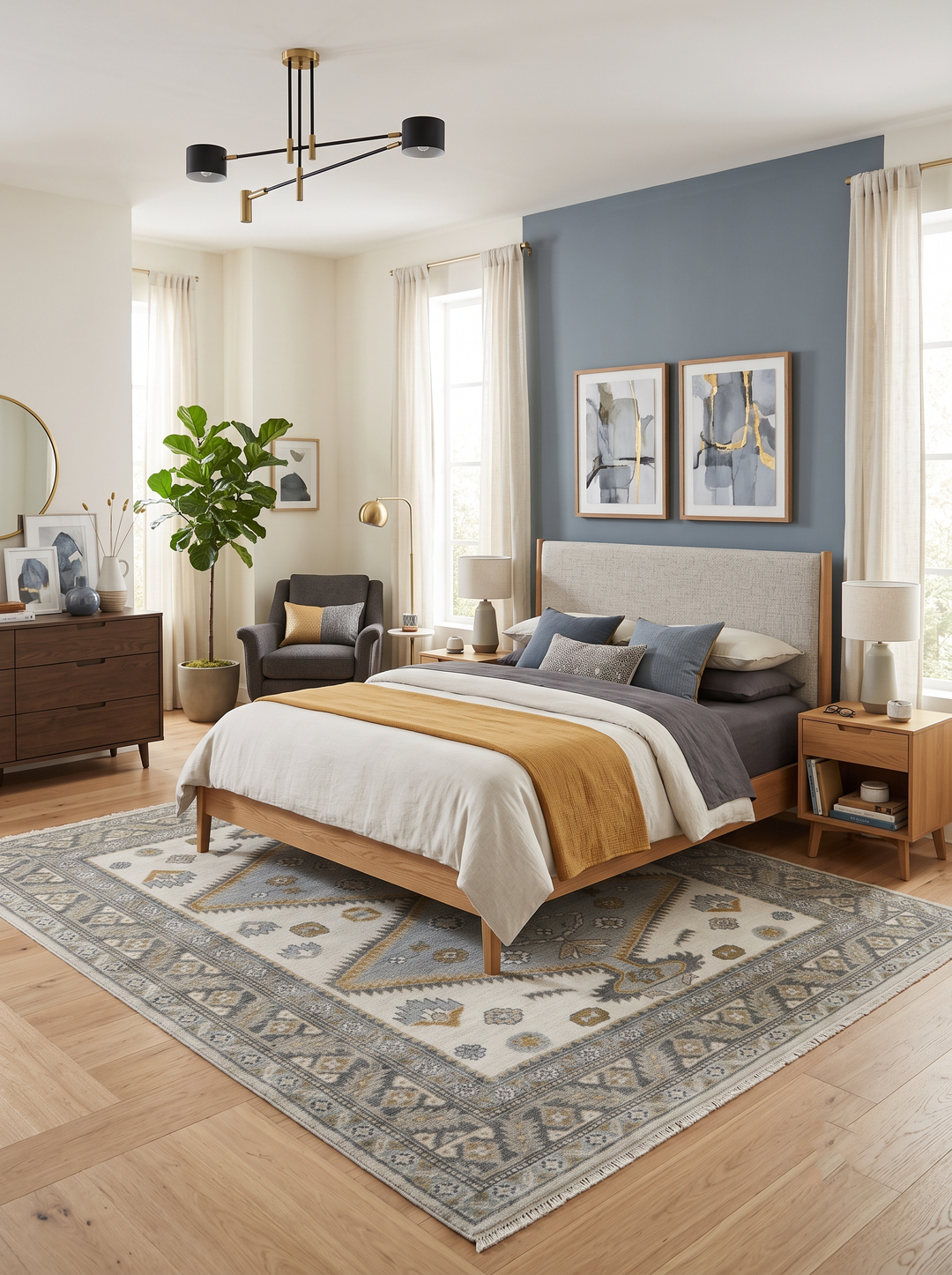 Ivory, Gray and Camel Traditional Medallion Area Rug