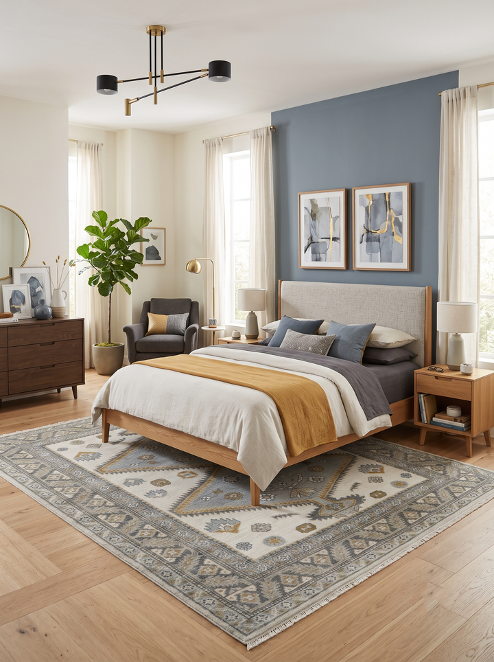 Ivory, Gray and Camel Traditional Medallion Area Rug