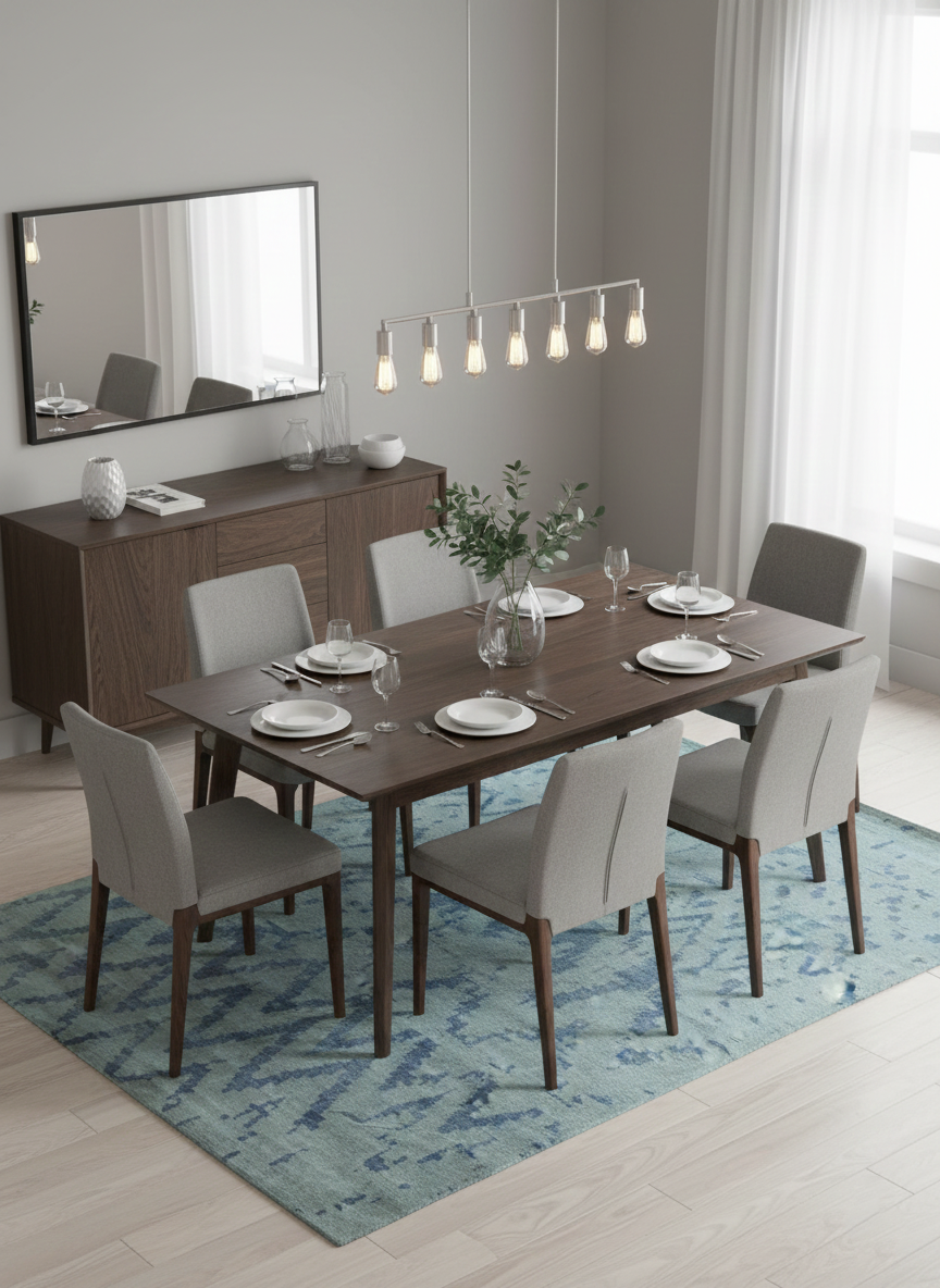 Modern Abstract Blue And Gray Hand Knotted 6x9 Bamboo Silk Area Rug