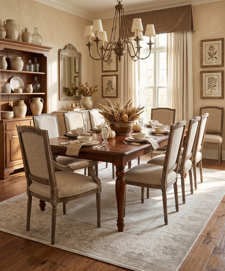 Traditional Brown and Ivory Antique Finish Art Silk Area Rug