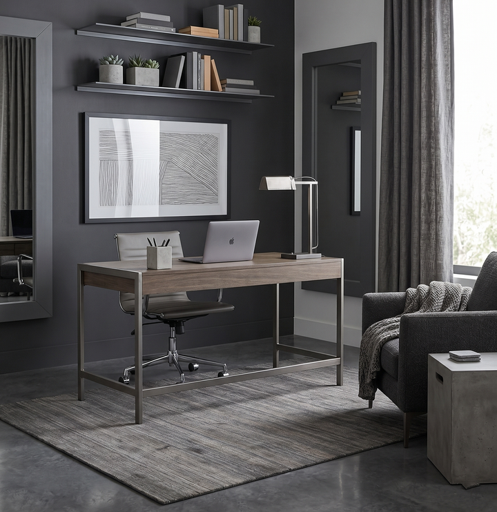 Solid Shaded Charcoal 5x7 Blended Wool Hand Woven Area Rug